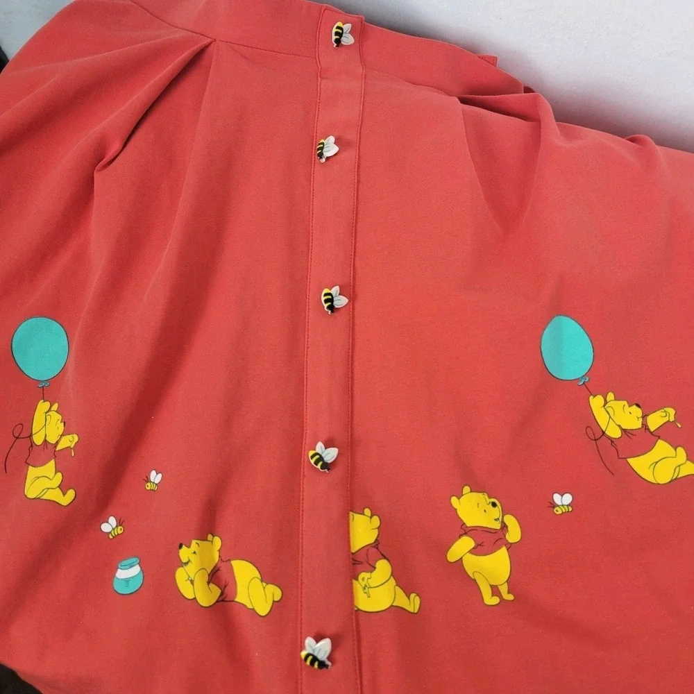 Disney Winnie The Pooh Balloon Ride Suspender Skirt Size M Red Pinafore Skater - Picture 11 of 14